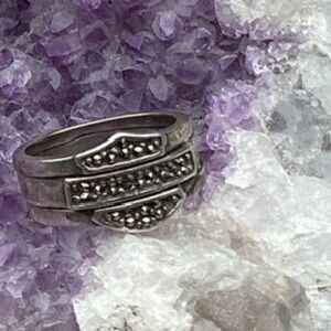 HARLEY DAVIDSON STERLING SILVER 925 BAR & SHIELD LADIES RING Sz. 7 TRADEMARK HD